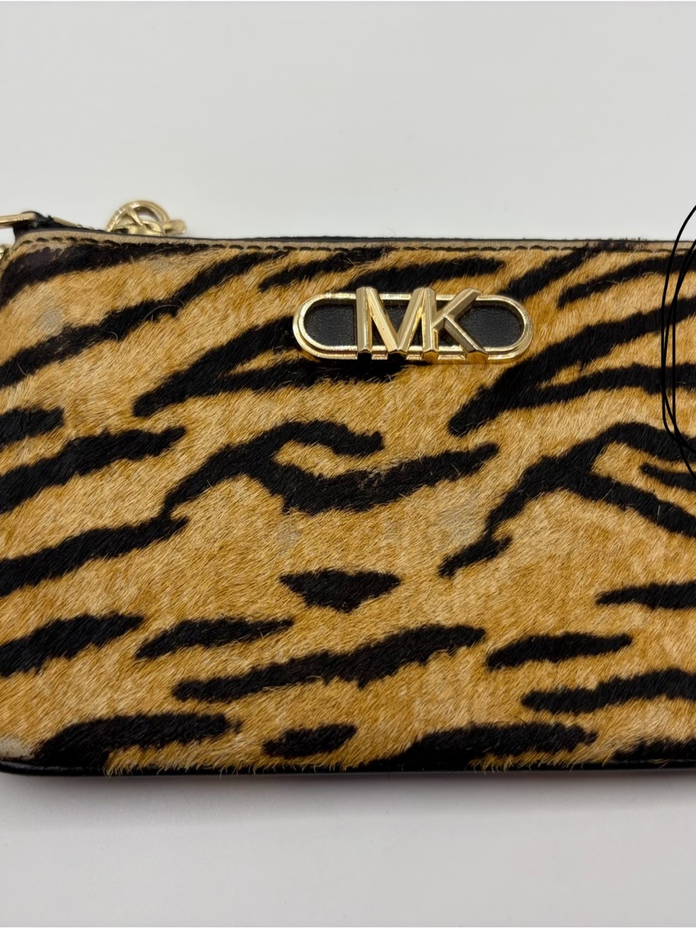 Michael Kors Parker Small Key Card Holder tigerprint calf hair marigold colorNWT - Picture 6 of 6